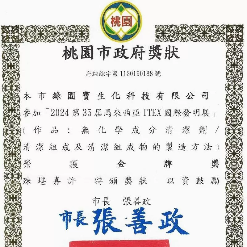 桃園市政府 獎狀